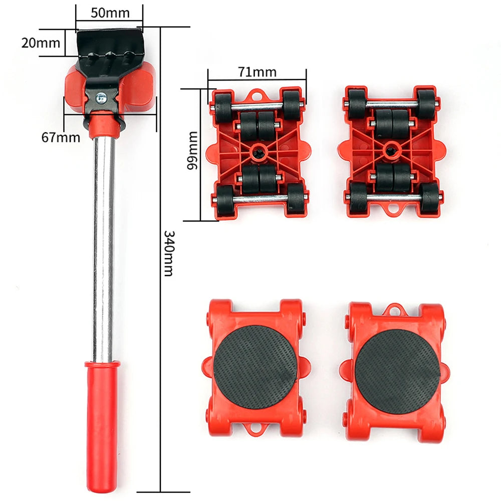 15PCS Furniture Moving Transport Roller Set Removal Lifting Moving Tool Set Wheel Bar Mover Moving Heavy Stuffs Device Hand Tool