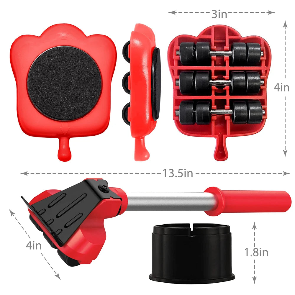 15PCS Furniture Moving Transport Roller Set Removal Lifting Moving Tool Set Wheel Bar Mover Moving Heavy Stuffs Device Hand Tool