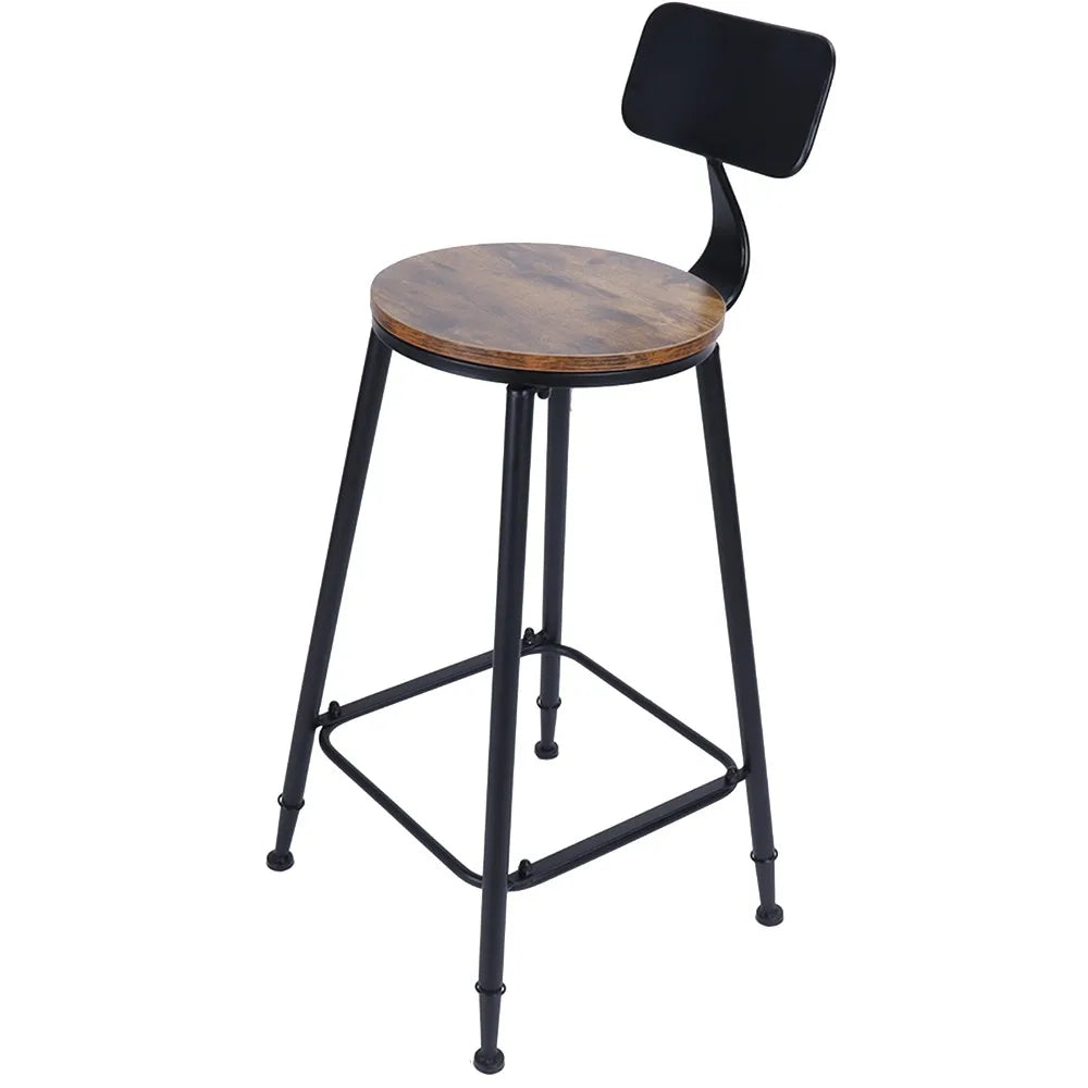 1 Pair Bar Stool with Backrest Wrought Iron Industrial Chair for Home Pub Restaurant Coffee Shop