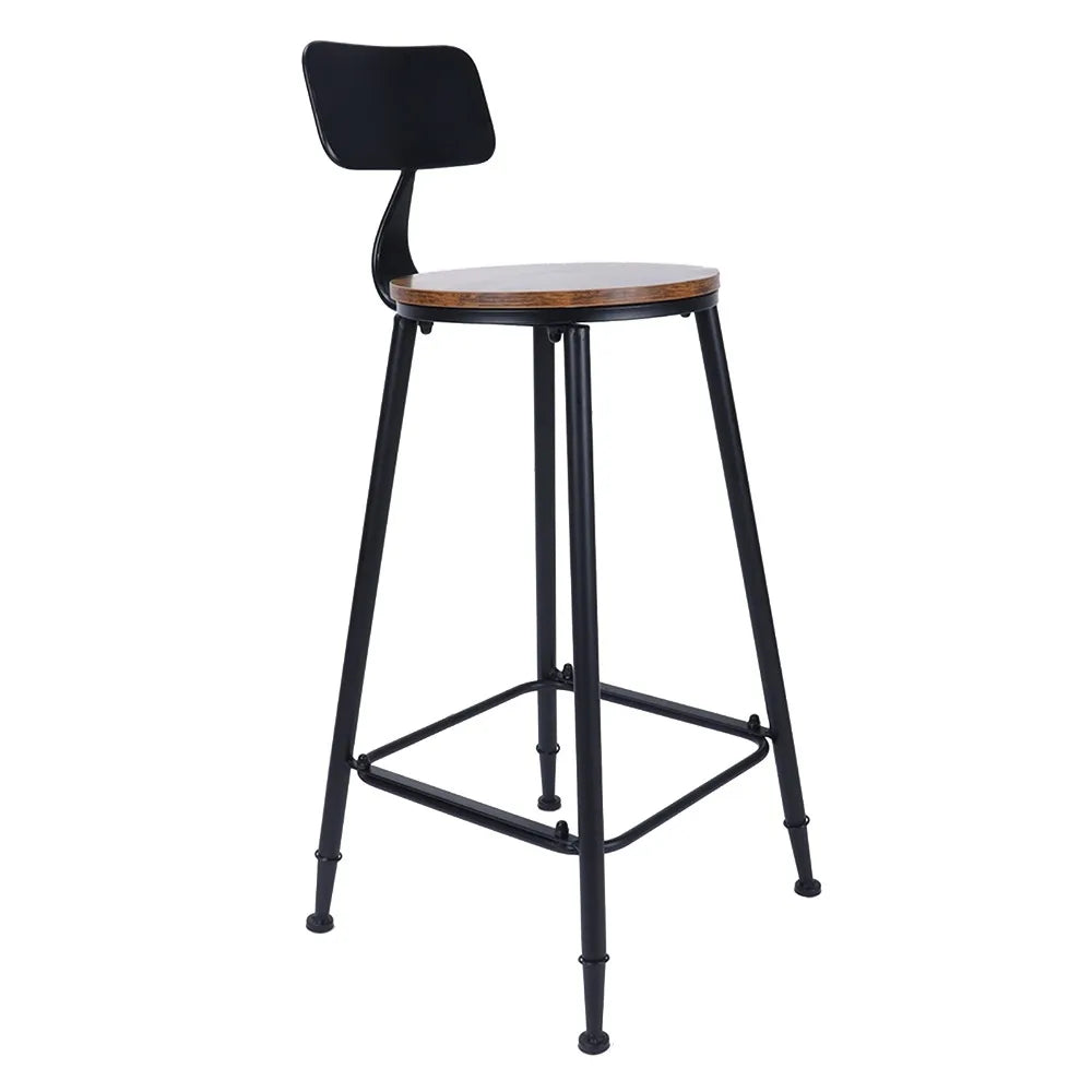 1 Pair Bar Stool with Backrest Wrought Iron Industrial Chair for Home Pub Restaurant Coffee Shop