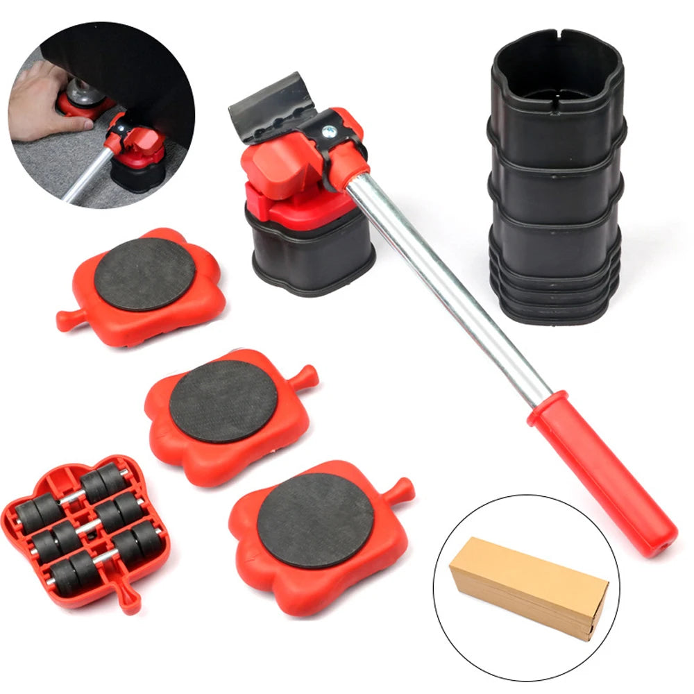 15PCS Furniture Moving Transport Roller Set Removal Lifting Moving Tool Set Wheel Bar Mover Moving Heavy Stuffs Device Hand Tool